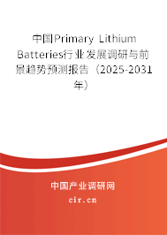 中國Primary Lithium Batteries行業(yè)發(fā)展調(diào)研與前景趨勢預(yù)測報告（2025-2031年）