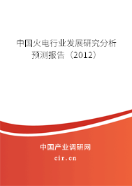 中國火電行業(yè)發(fā)展研究分析預測報告（2012）