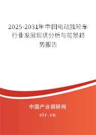 2025-2031年中國電動獨輪車行業(yè)發(fā)展現(xiàn)狀分析與前景趨勢報告