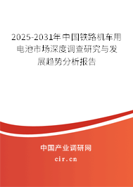 2025-2031年中國鐵路機車用電池市場深度調查研究與發(fā)展趨勢分析報告