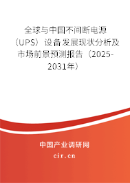 全球與中國不間斷電源（UPS）設(shè)備發(fā)展現(xiàn)狀分析及市場前景預測報告（2025-2031年）
