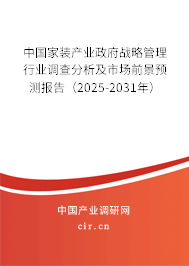 中國家裝產(chǎn)業(yè)政府戰(zhàn)略管理行業(yè)調(diào)查分析及市場前景預(yù)測報告（2025-2031年）