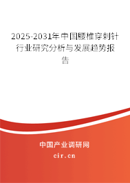 2025-2031年中國腰椎穿刺針行業(yè)研究分析與發(fā)展趨勢報(bào)告