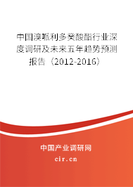 中國溴哌利多癸酸酯行業(yè)深度調(diào)研及未來五年趨勢(shì)預(yù)測(cè)報(bào)告（2012-2016）