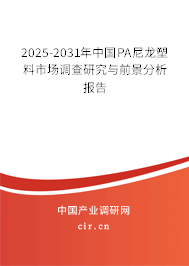 2025-2031年中國(guó)PA尼龍塑料市場(chǎng)調(diào)查研究與前景分析報(bào)告 2025-2031年中國(guó)PA尼龍塑料市場(chǎng)調(diào)查研究與前景分析報(bào)告