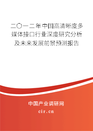 二〇一二年中國高清晰度多媒體接口行業(yè)深度研究分析及未來發(fā)展前景預測報告
