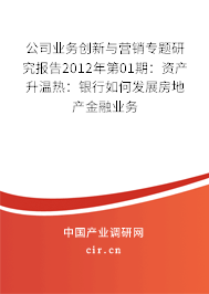 公司業(yè)務(wù)創(chuàng)新與營銷專題研究報告2012年第01期：資產(chǎn)升溫熱：銀行如何發(fā)展房地產(chǎn)金融業(yè)務(wù)
