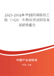 2025-2031年中國丙烯酸羥乙酯（HEA）市場現(xiàn)狀調(diào)研及發(fā)展趨勢報(bào)告