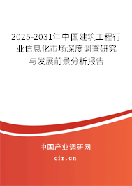 2025-2031年中國建筑工程行業(yè)信息化市場深度調查研究與發(fā)展前景分析報告