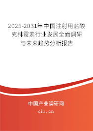 2025-2031年中國注射用鹽酸克林霉素行業(yè)發(fā)展全面調(diào)研與未來趨勢分析報(bào)告