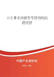 小企業(yè)金融服務(wù)專營機(jī)構(gòu)如何經(jīng)營