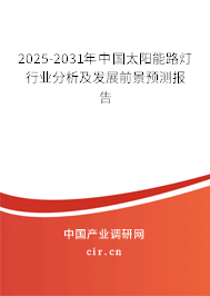 2025-2031年中國太陽能路燈行業(yè)分析及發(fā)展前景預(yù)測報告