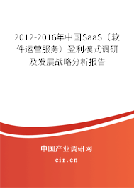 2012-2016年中國SaaS（軟件運營服務(wù)）盈利模式調(diào)研及發(fā)展戰(zhàn)略分析報告