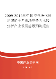 2009-2014年中國(guó)空氣凈化器品牌前十名市場(chǎng)競(jìng)爭(zhēng)力比較分析產(chǎn)業(yè)發(fā)展前景預(yù)測(cè)報(bào)告 2009-2014年中國(guó)空氣凈化器品牌前十名市場(chǎng)競(jìng)爭(zhēng)力比較分析產(chǎn)業(yè)發(fā)展前景預(yù)測(cè)報(bào)告