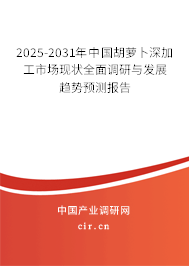 2025-2031年中國胡蘿卜深加工市場現(xiàn)狀全面調(diào)研與發(fā)展趨勢(shì)預(yù)測報(bào)告