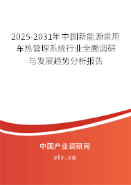 2025-2031年中國新能源乘用車熱管理系統(tǒng)行業(yè)全面調(diào)研與發(fā)展趨勢分析報告