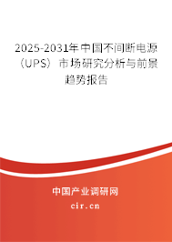 2025-2031年中國不間斷電源（UPS）市場研究分析與前景趨勢報告