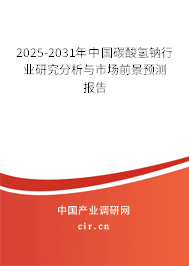 2025-2031年中國碳酸氫鈉行業(yè)研究分析與市場前景預(yù)測報告