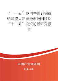 “十一五”期間中國銅銦鎵硒薄膜太陽電池市場回顧及“十二五”投資前景研究報告
