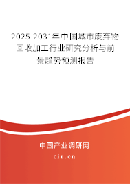 2025-2031年中國城市廢棄物回收加工行業(yè)研究分析與前景趨勢預(yù)測報告