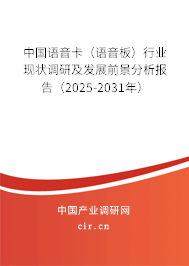 中國語音卡（語音板）行業(yè)現(xiàn)狀調(diào)研及發(fā)展前景分析報告（2025-2031年）