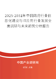 2025-2031年中國政府行業(yè)信息化建設與IT應用行業(yè)發(fā)展全面調(diào)研與未來趨勢分析報告