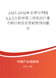 2025-2031年全球與中國1,1,3,3-四甲基二硅氮烷行業(yè)市場分析及前景趨勢預(yù)測報告