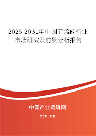 2025-2031年中國節(jié)流閥行業(yè)市場研究及前景分析報告