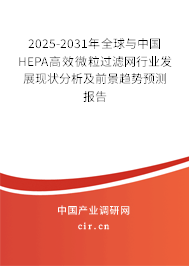 2025-2031年全球與中國HEPA高效微粒過濾網(wǎng)行業(yè)發(fā)展現(xiàn)狀分析及前景趨勢預(yù)測報告