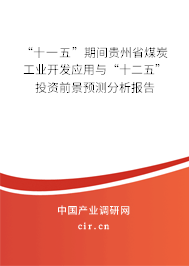 “十一五”期間貴州省煤炭工業(yè)開發(fā)應(yīng)用與“十二五”投資前景預(yù)測(cè)分析報(bào)告