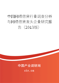 中國(guó)網(wǎng)絡(luò)借貸行業(yè)調(diào)查分析與網(wǎng)絡(luò)借貸龍頭企業(yè)研究報(bào)告（2013版）