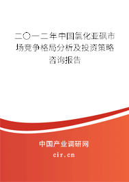 二〇一二年中國氯化亞砜市場競爭格局分析及投資策略咨詢報告
