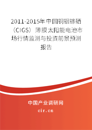 2011-2015年中國銅銦鎵硒（CIGS）薄膜太陽能電池市場行情監(jiān)測與投資前景預(yù)測報告