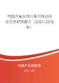 中國(guó)汽車(chē)水泵行業(yè)市場(chǎng)調(diào)研及前景趨勢(shì)報(bào)告（2025-2031年）