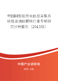 中國(guó)網(wǎng)智能用電信息采集系統(tǒng)載波通信模塊行業(yè)專項(xiàng)研究分析報(bào)告（2013版）