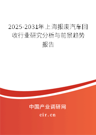 2025-2031年上海報(bào)廢汽車回收行業(yè)研究分析與前景趨勢報(bào)告