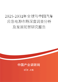 2025-2031年全球與中國汽車應急電源市場深度調(diào)查分析及發(fā)展前景研究報告
