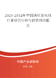 2025-2031年中國渦輪發(fā)電機行業(yè)研究分析與趨勢預測報告