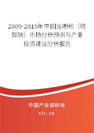 2009-2015年中國元明粉（硫酸鈉）市場分析預(yù)測與產(chǎn)業(yè)投資建議分析報(bào)告