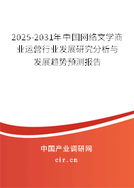 2025-2031年中國網絡文學商業(yè)運營行業(yè)發(fā)展研究分析與發(fā)展趨勢預測報告