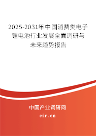 2025-2031年中國消費類電子鋰電池行業(yè)發(fā)展全面調(diào)研與未來趨勢報告