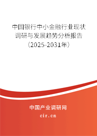 中國(guó)銀行中小金融行業(yè)現(xiàn)狀調(diào)研與發(fā)展趨勢(shì)分析報(bào)告(2025-2031年) 中國(guó)銀行中小金融行業(yè)現(xiàn)狀調(diào)研與發(fā)展趨勢(shì)分析報(bào)告(2025-2031年)