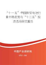 “十一五”中國新型電池行業(yè)市場走勢與“十二五”投資咨詢研究報告
