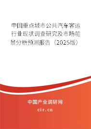 中國(guó)重點(diǎn)城市公共汽車客運(yùn)行業(yè)現(xiàn)狀調(diào)查研究及市場(chǎng)前景分析預(yù)測(cè)報(bào)告（2025版）