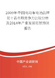 2009年中國電動車電池品牌前十名市場競爭力比較分析及2014年產(chǎn)業(yè)發(fā)展前景預測報告 2009年中國電動車電池品牌前十名市場競爭力比較分析及2014年產(chǎn)業(yè)發(fā)展前景預測報告