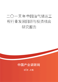 二〇一三年中國油氣儲運工程行業(yè)發(fā)展回顧與投資機會研究報告