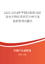2025-2031年中國太陽能光伏發(fā)電市場現(xiàn)狀研究分析與發(fā)展趨勢預測報告