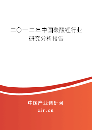 二〇一二年中國碳酸鋰行業(yè)研究分析報告