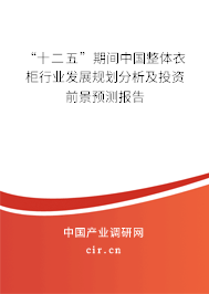 “十二五”期間中國整體衣柜行業(yè)發(fā)展規(guī)劃分析及投資前景預測報告