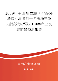 2009年中國(guó)墻面漆（內(nèi)墻-外墻漆）品牌前十名市場(chǎng)競(jìng)爭(zhēng)力比較分析及2014年產(chǎn)業(yè)發(fā)展前景預(yù)測(cè)報(bào)告